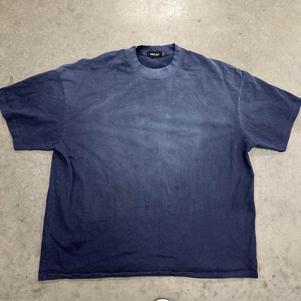 Vamtac Navy Blue Streetwear faded heavyweight blank T-Shirt Size XL